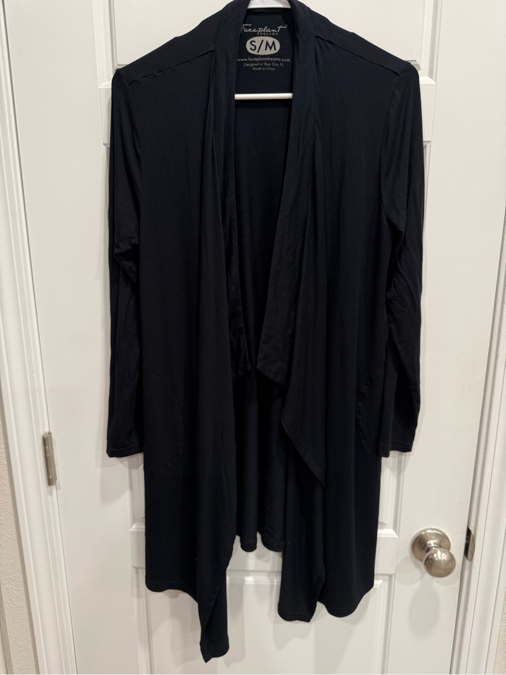 Faceplant Dreams Navy Blue Long Sleeve Drape Front Cardigan